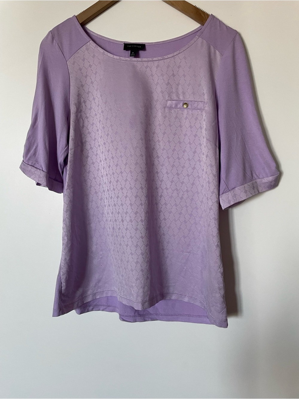 The Limited Lavender Short Sleeve Textured Blouse